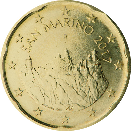 National back side of the 20-cent coin in circulation in San Marino, 2. series