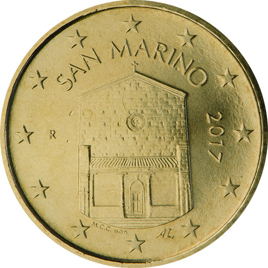 National back side of the 10-cent coin in circulation in San Marino, 2. series