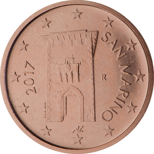National back side of the 2-cent coin in circulation in San Marino, 2. series