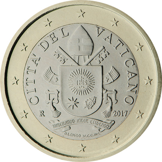 Nationale Rückseite der 1-Euro-Umlaufmünze im Vatikan, 5. Serie