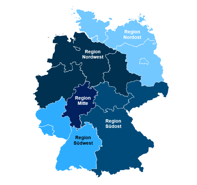 Regionenzuschnitt der nationalen Finanzaufsicht der Deutschen Bundesbank