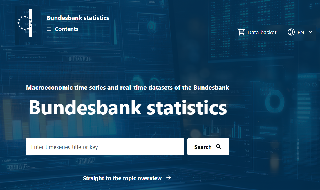 Screenshot of Bundesbank subsite statistics