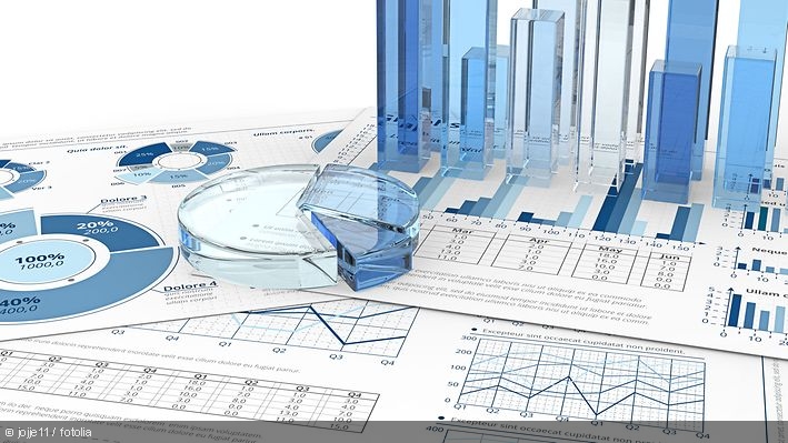 Blue infographics and 3D bars