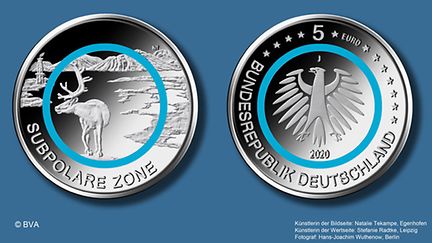Reindeer in Sub-Polar Zone 5 Euro 2020 with Turquoise Blue Polymer Ring Germany